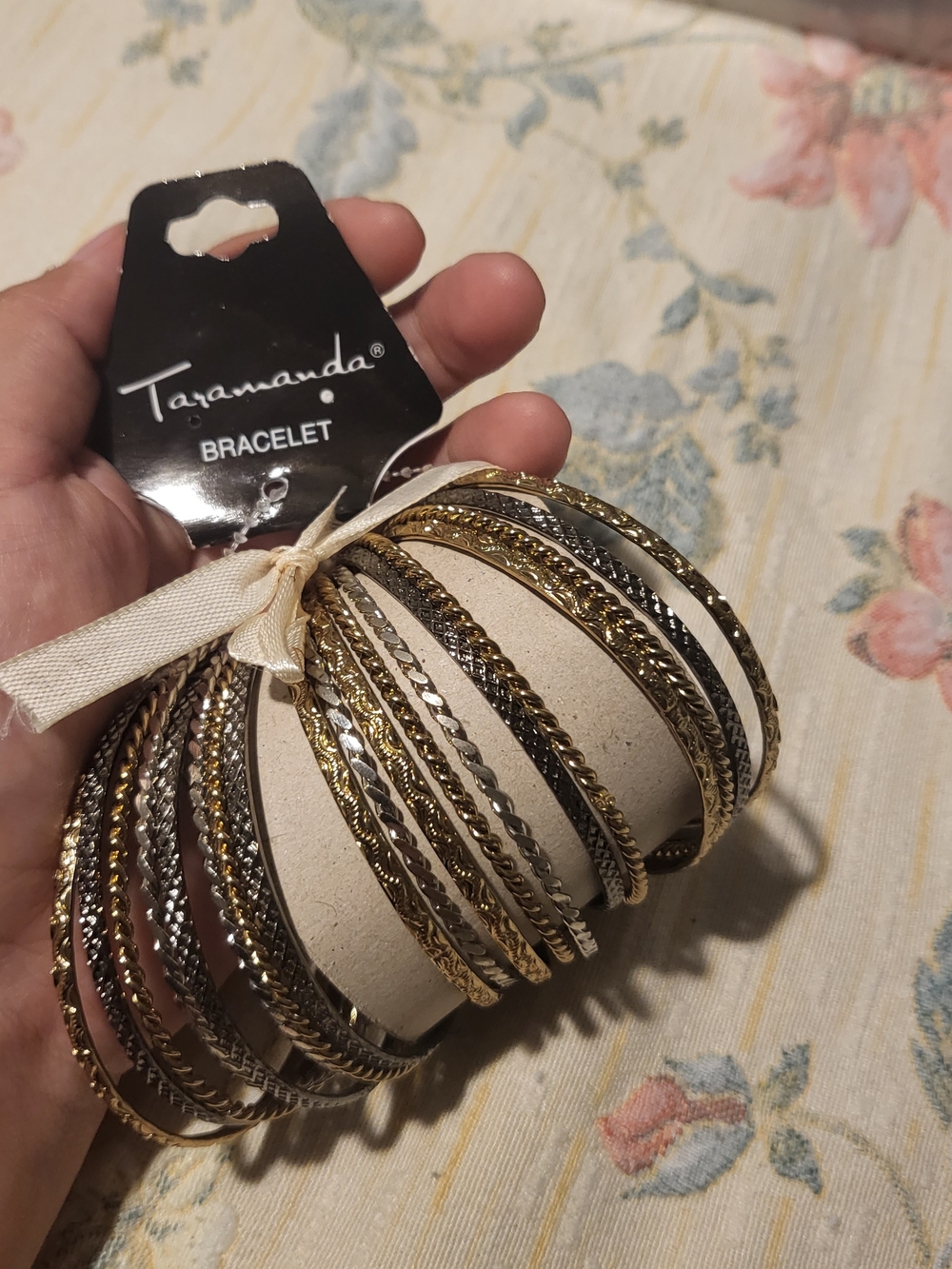 Taramanda Mixed Metal Multi-Row Bangle Bracelet Set — Gold & Silver